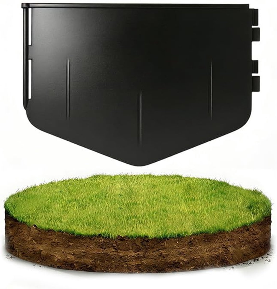 Grasrand, kunststof PP, 10 m, stabiel en knikbestendig, vijfhoekig design, bloembedomranding met insteeksysteem, 15 cm insteekdiepte, eenvoudige montage, brede slagkop, voor tuin en gazon, zwart