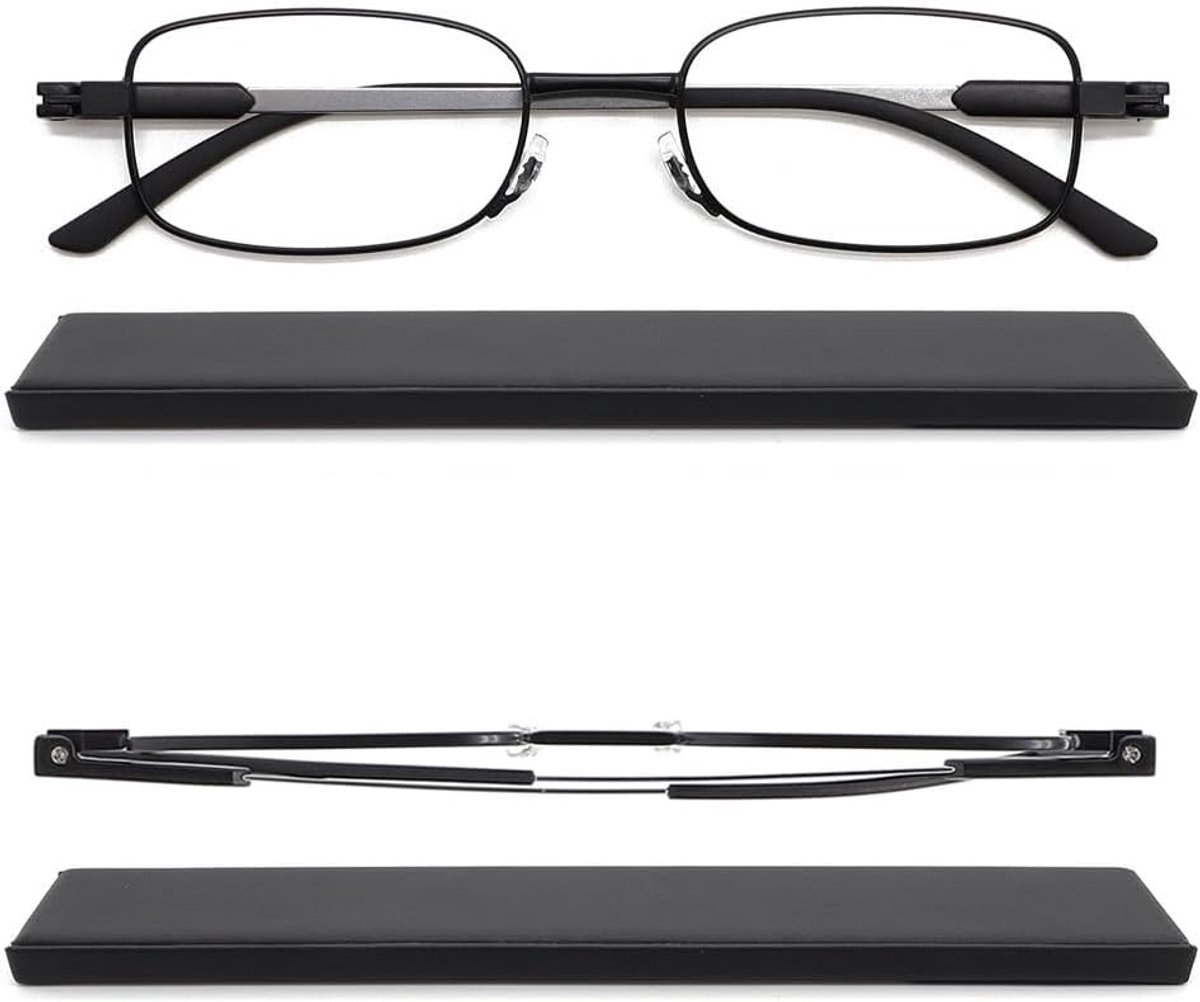 Leesbril met Hardcase, Zakformaat Leesbril met Anti-Blauwlicht (Breedte 135 mm)