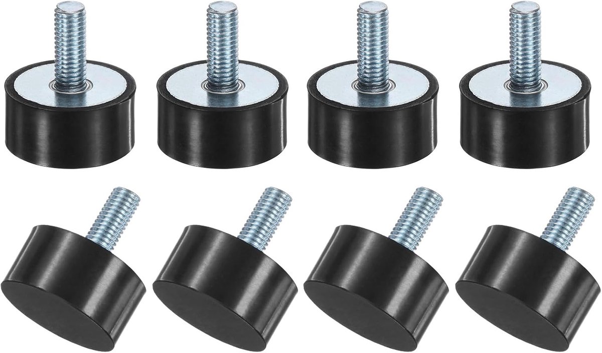 METERXITY 8 stuks rubberen houders D 40 mm x H 20 mm mannelijk cilindrische trillingsdempers schokdemper met schroefdraadstangen M10 x 25 mm voor luchtcompressor/auto/pomp/boot