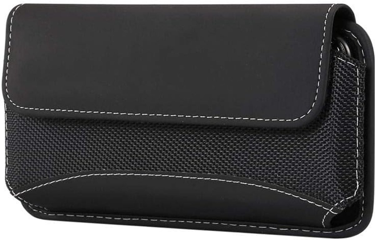 Case Cover Horizontaal Nieuw Leder & Nylon voor TECNO Spark 5 Air (2020) - Zwart