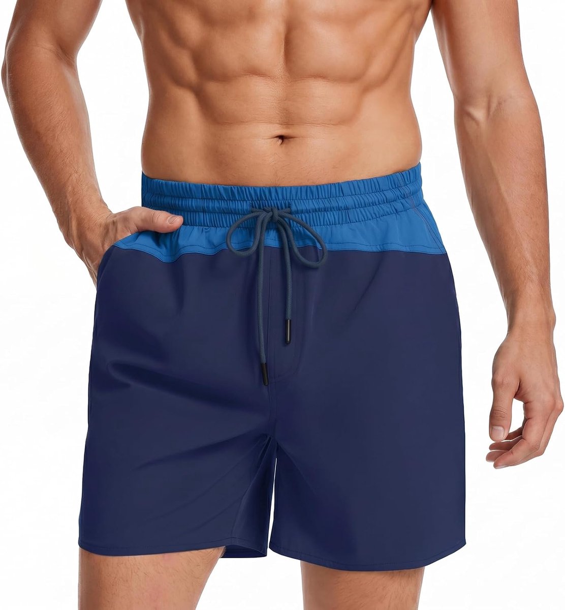 Zwembroek voor heren, met mesh-binnenslip en ritsvak, korte sneldrogende ademende zwembroek, boardshorts