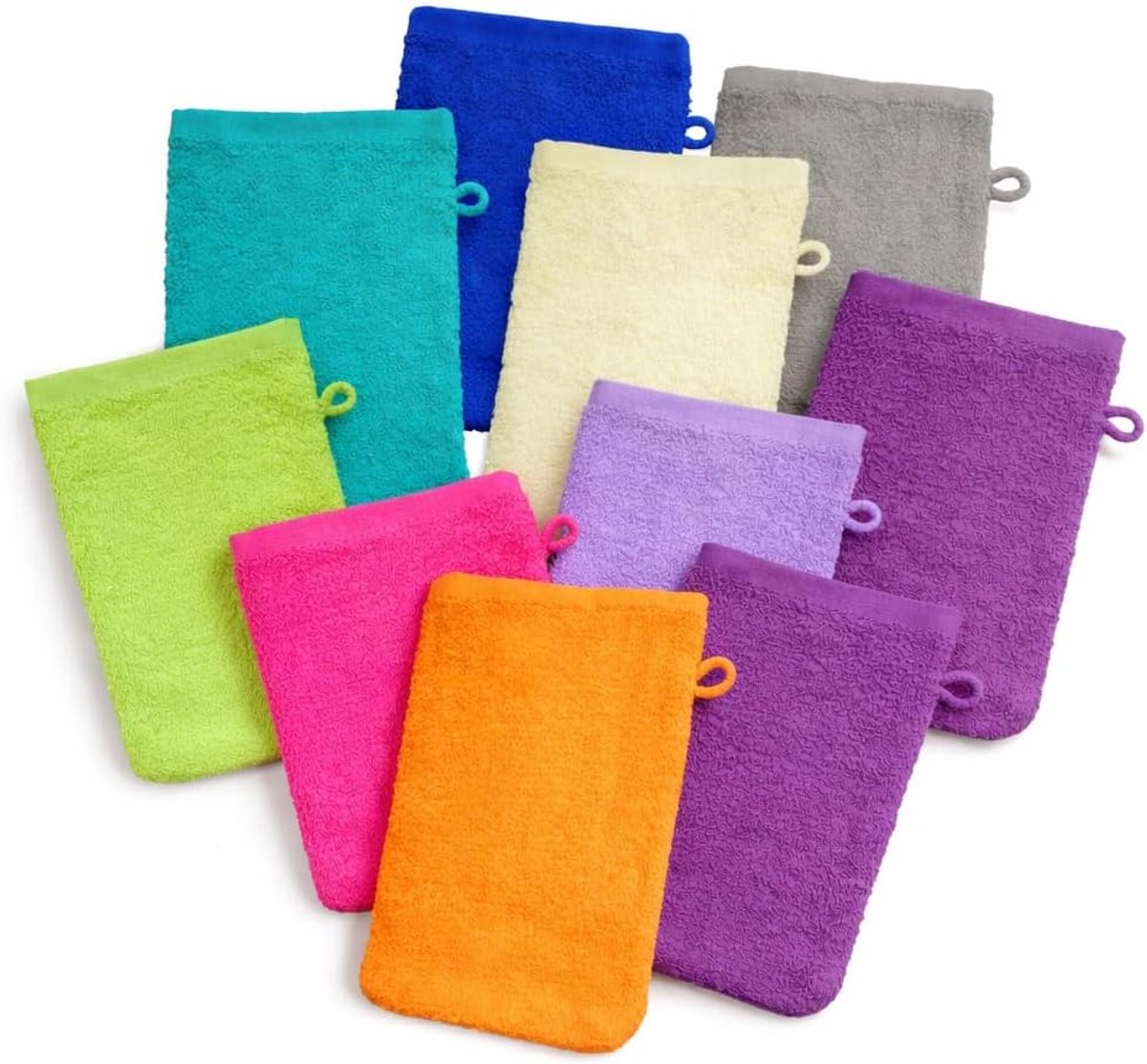Washandje badstof 16x21 cm - 100% katoen - 10 stuks in 5 kleuren - perfect voor dagelijks gebruik - SnelShoppen