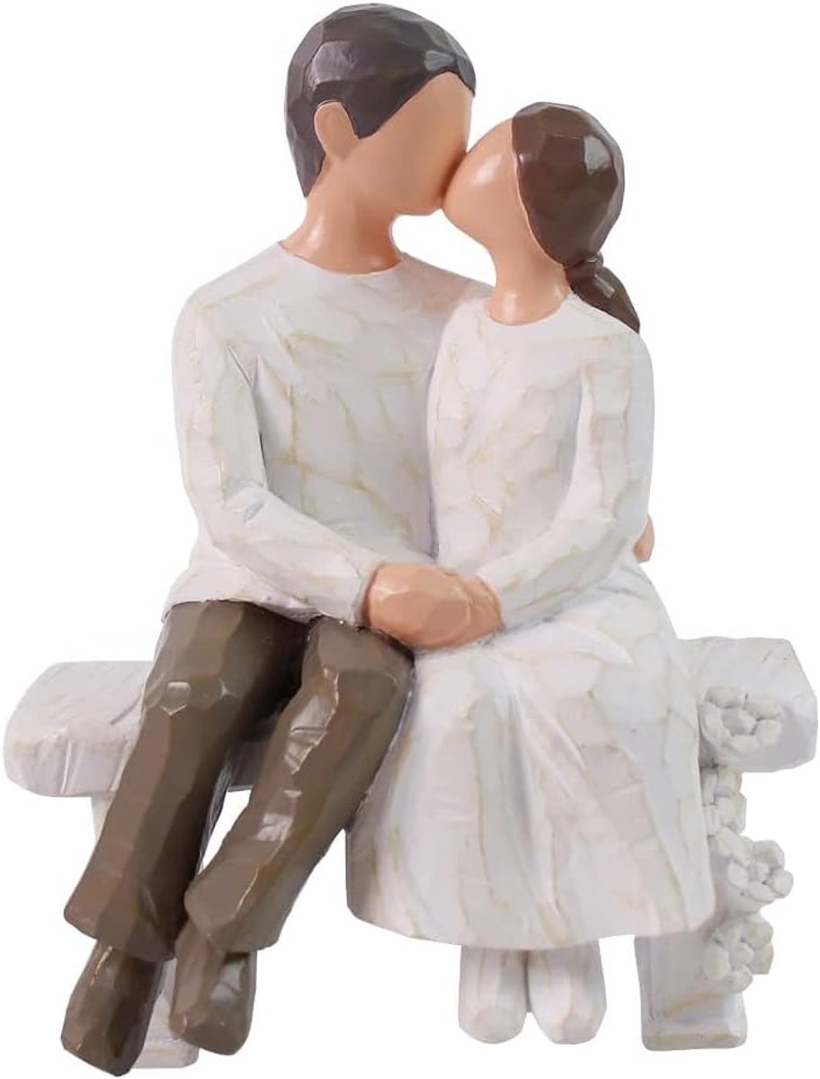 Jinhuoba Romantic for Couple Figurines, Hand Painted Love Together Sculpture Statue, Best Wedding Marriage Gift Couple Gift for Wife Women Her Valentine's Day - Kissing