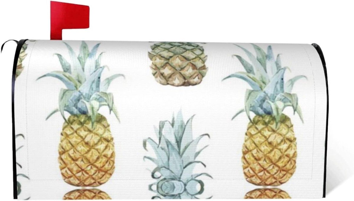 Brievenbushoes Ananas - Brievenbusdecoratie Posthoes - Brievenbus Versieren - Magnetische Bevestiging - 50 x 45 cm - Zwart