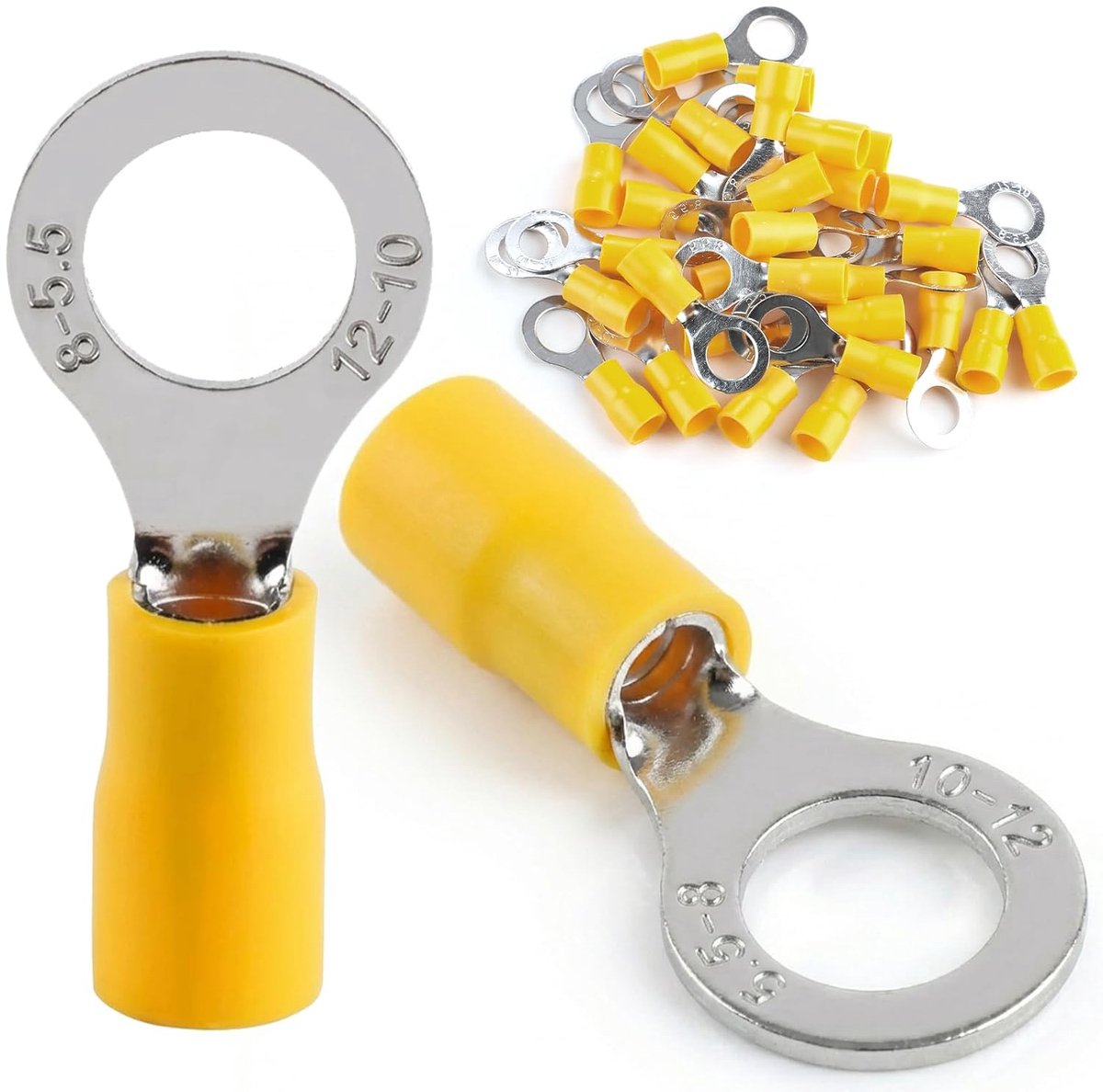 Ringlugs 4.0-6.0 mm² M8 - Partieel geïsoleerd PVC - getinned rood koper - veilige kabelverbindingen - ShopVlot