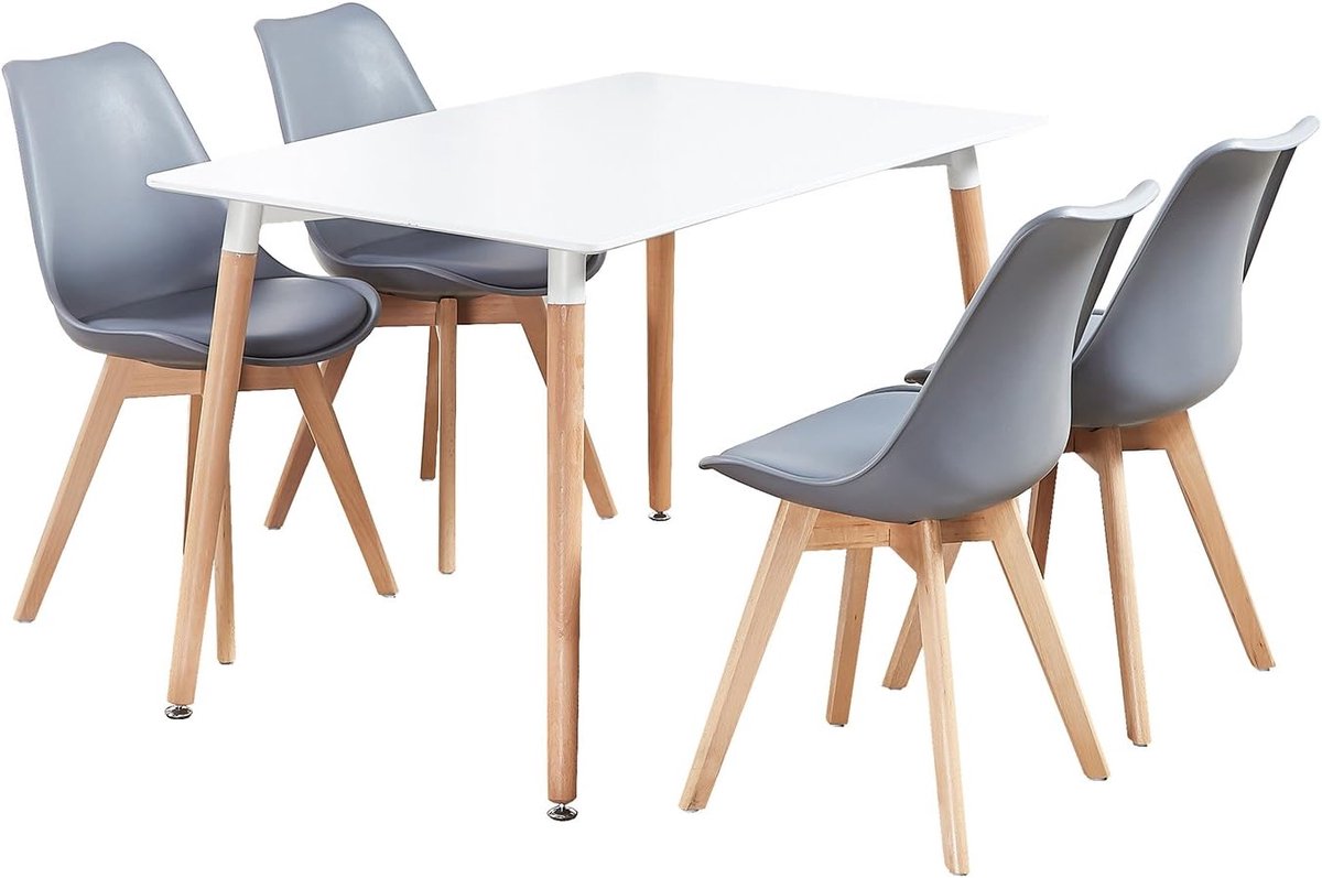 Eettafelset 75 cm hoog - 120 x 80 cm - Grijs - Modern design - Ideaal voor gezellige diners - ShopVlot