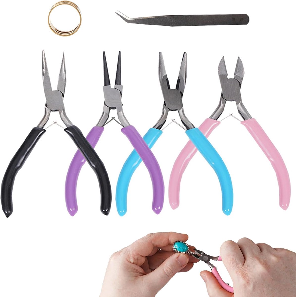 Juweliers tangenset 6-delig - hoogwaardig roestvrij staal - veelzijdige gereedschappen - perfect voor sieraden maken - ShopVlot