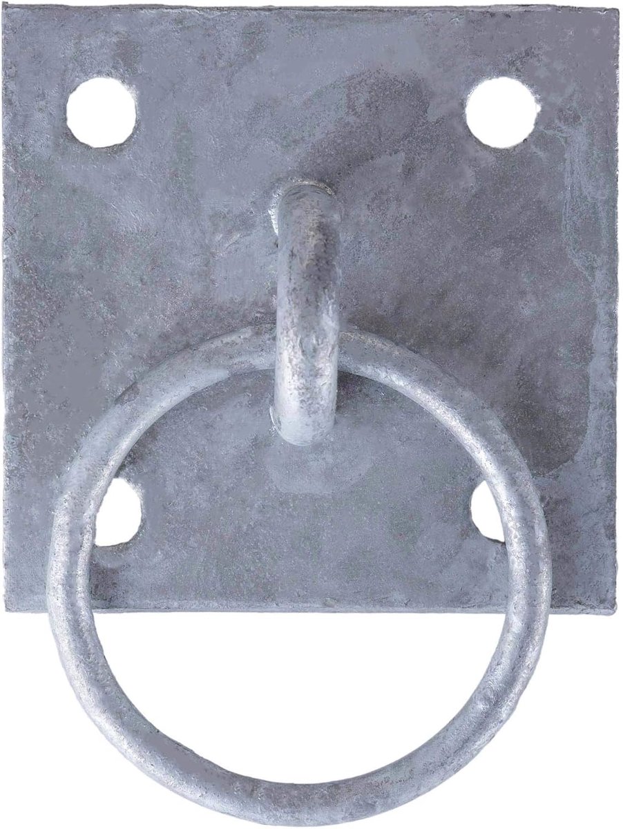 Montagering Ø 68 mm - vierkante oogplaat 100 x 100 mm - verzinkt staal - ideaal voor het bevestigen van hekwerken - ShopVlot