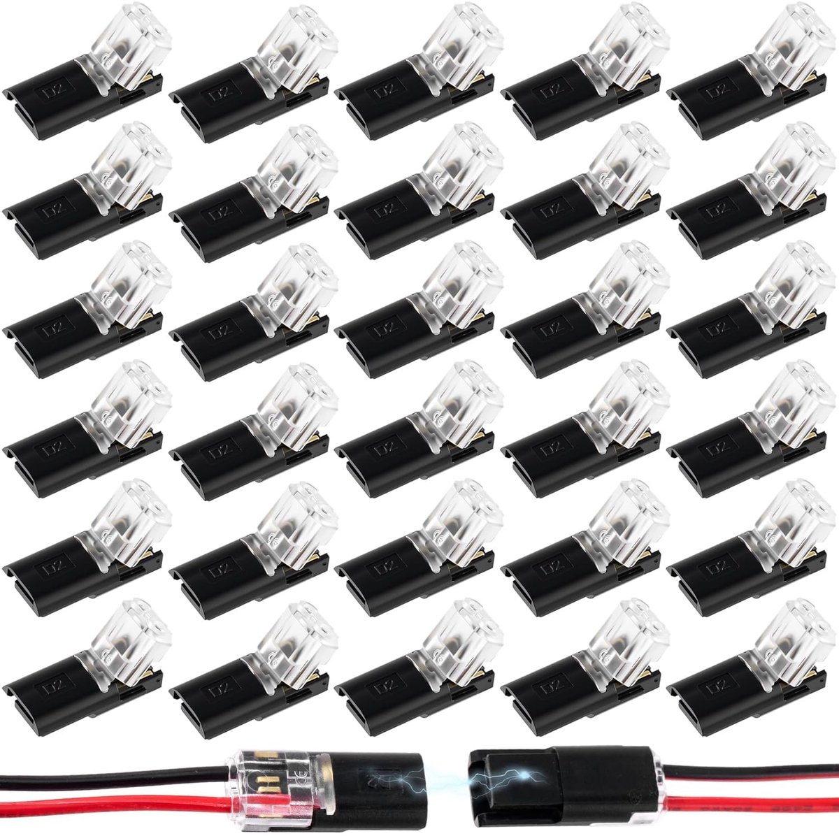 Cable Connector 2-pins - Waterdicht - 12V Plug - Eenvoudige installatie zonder afstrippen - ShopVlot