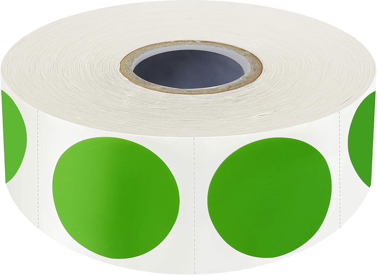 Stickerpunten 1 inch - groene labels - met perforatielijn - handig voor kleurcodering - ShopVlot