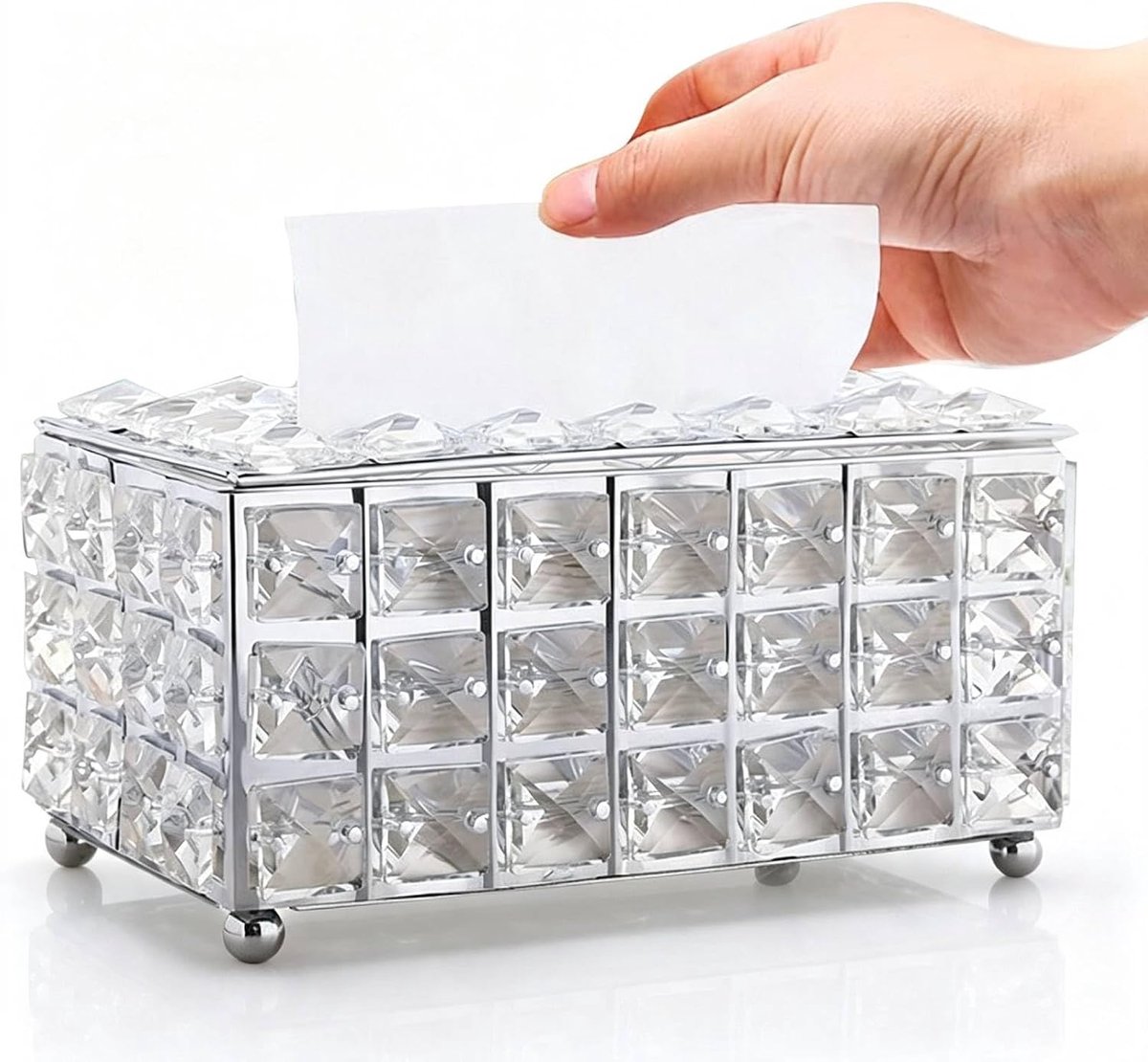 Zakdoekdoos rechthoekig - luxe kristalglas - elegante afdekking - praktische organizer voor badkamer - ShopVlot