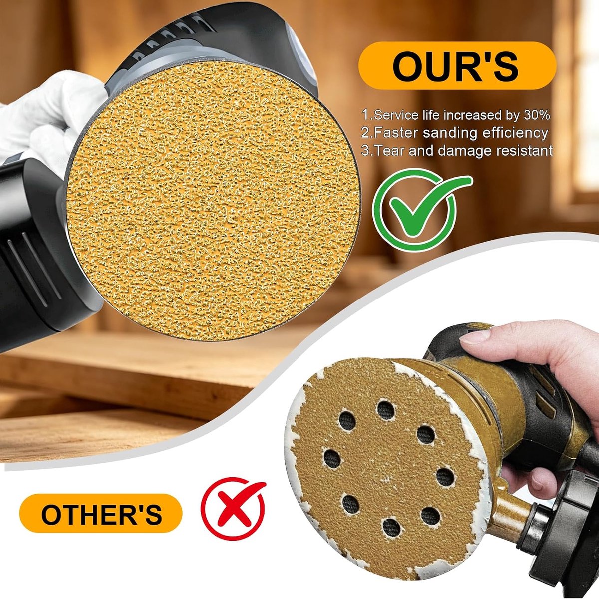 Schuurpapier 125mm 400 grit - 100 stuks - zelfklevend - ideaal voor hout en metaal - ShopVlot