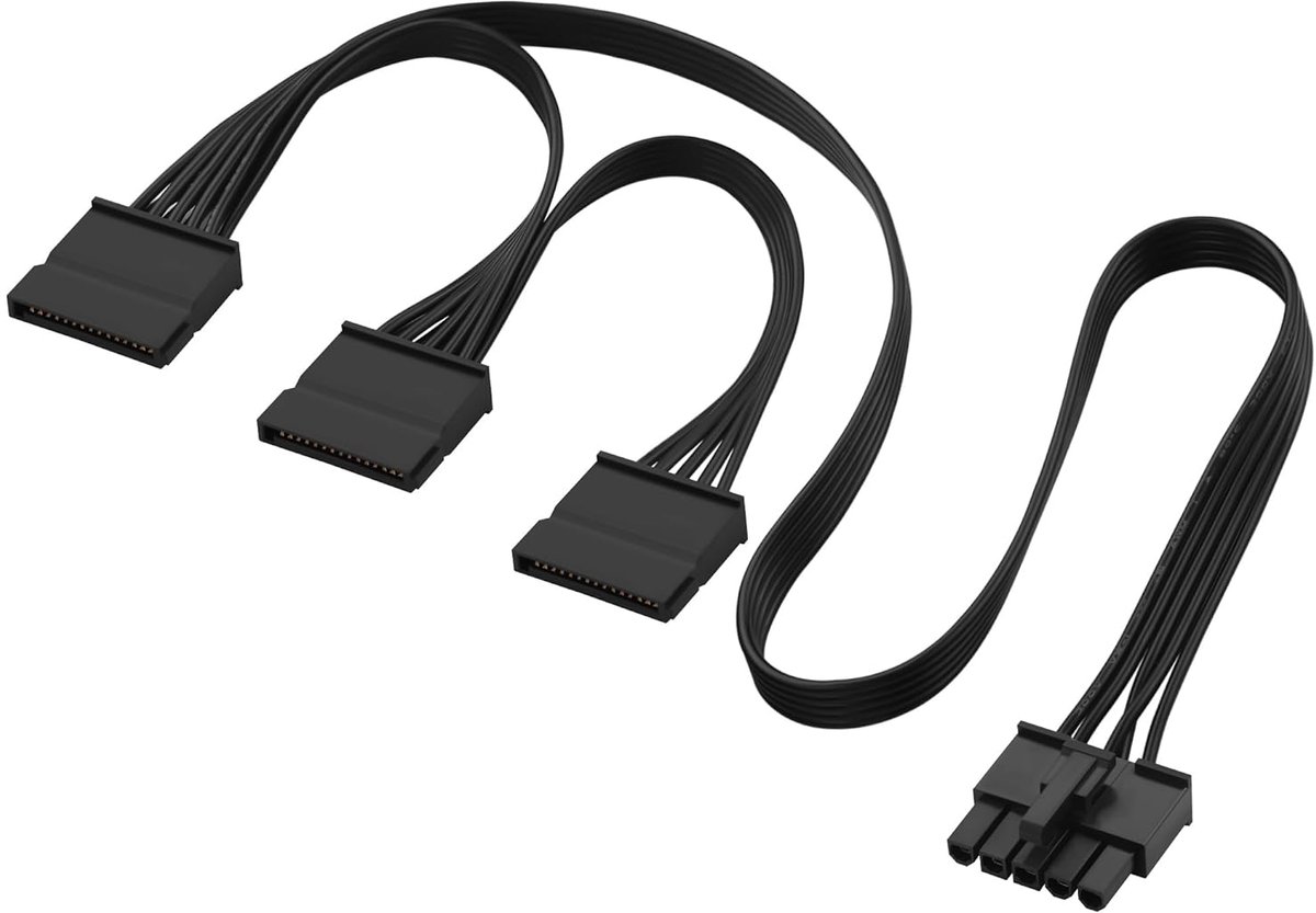SATA adapter kabel 5-pin naar 3x 15-pin - 18 AWG - 50+15 cm - ideaal voor SSD/HDD - ShopVlot
