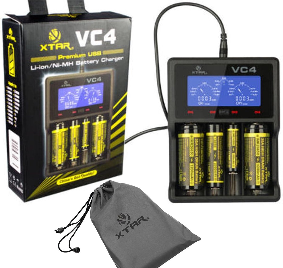 Oplaadstation 4-kanaals - LCD-display - Voor 18650 Li-Ion/Ni-MH - Veilig en efficiënt opladen - ShopVlot