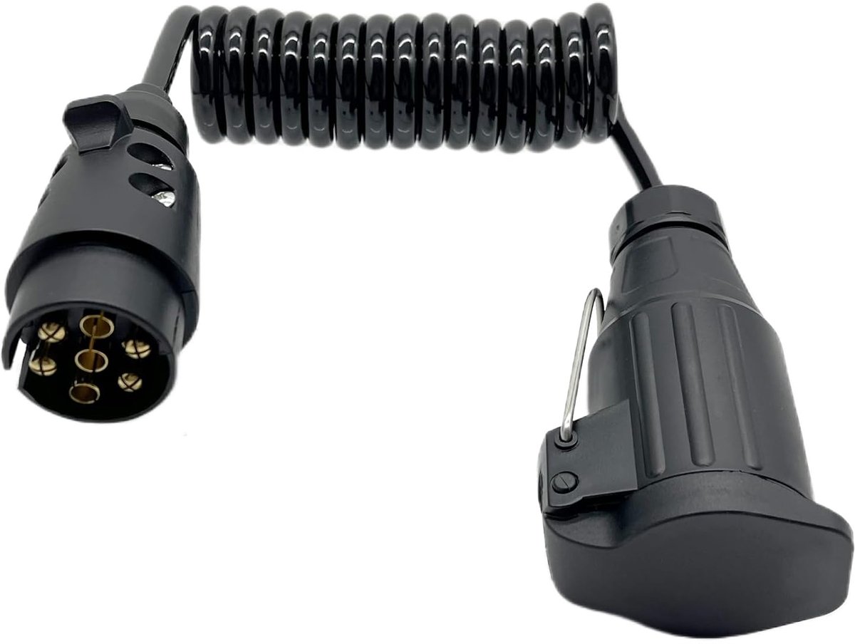 Adapter 7 naar 13 polen - 12 V spiraalkabel - waterdicht - ideaal voor aanhangwagens - ShopVlot