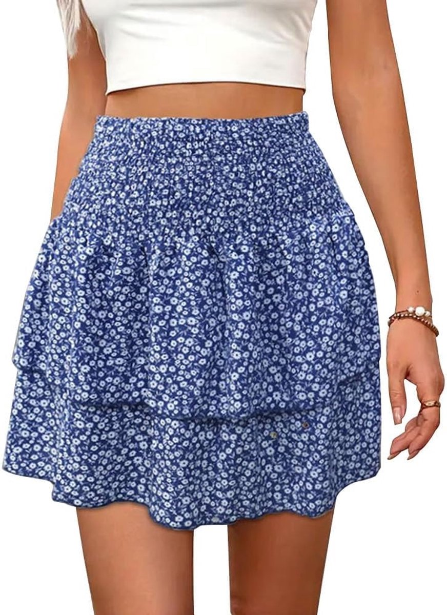 Zomerrok dames kort - bloemenprint - boho stijl - ideaal voor dagelijks gebruik - ShopVlot