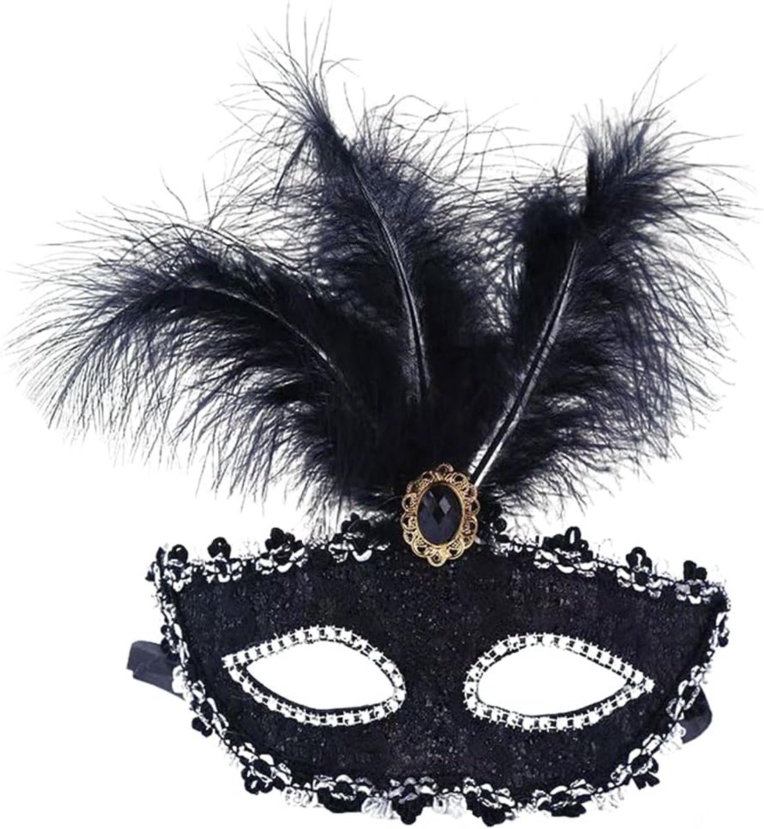 Vrouwen maskerade masker - veren - Venetiaans ontwerp - perfect voor gemaskerde bal - ShopVlot