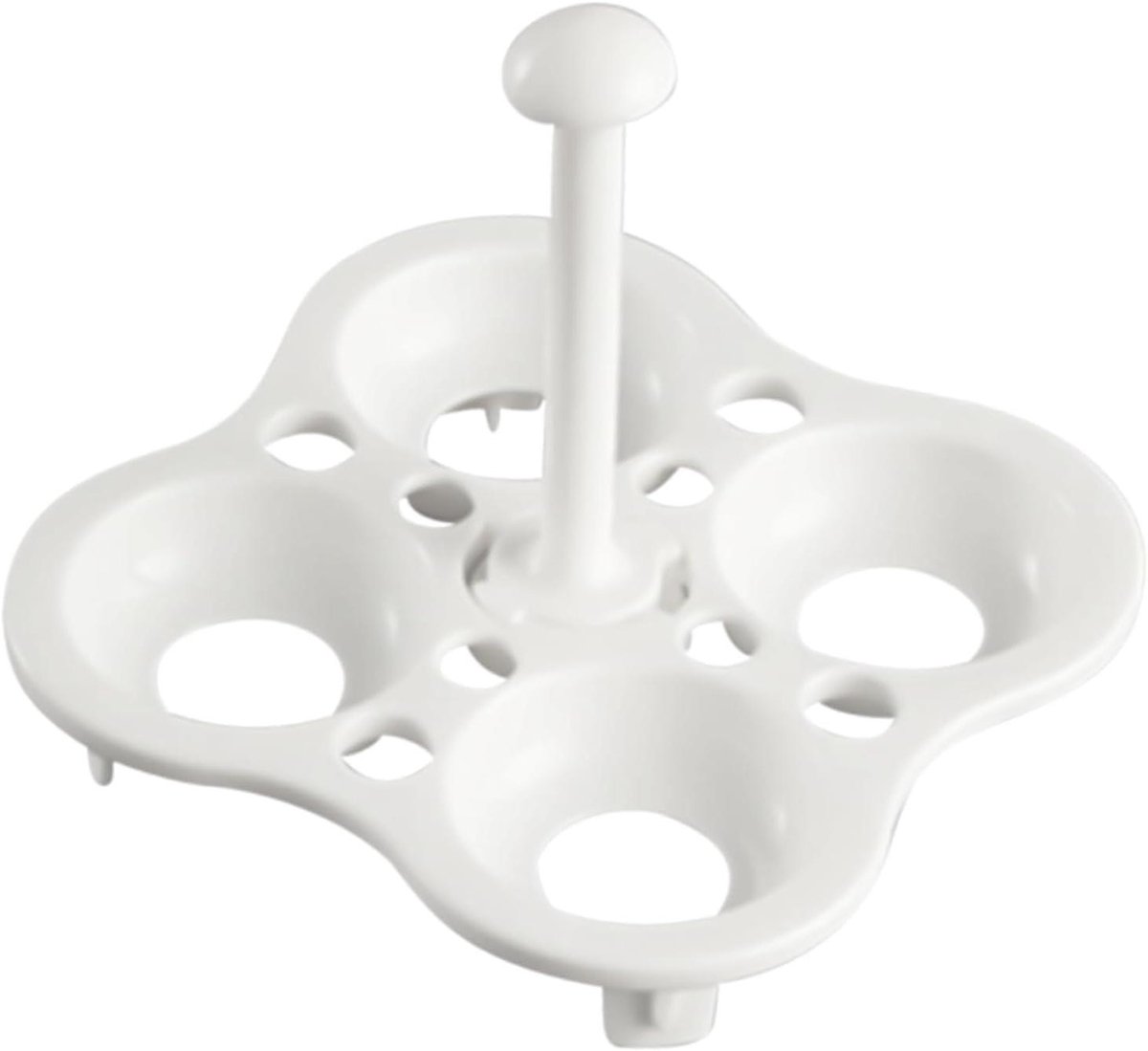 Eierrek voor Pannen - Eieren Stomer Houder - Eieren Stomen - Ergonomische Handgreep - 4/5 Gaten - Wit