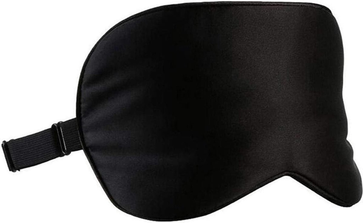 Slaapmasker van zijde, licht materiaal, verstelbare blinddoek voor op reis en thuis, oogmasker met elastische rubberen band, zwart