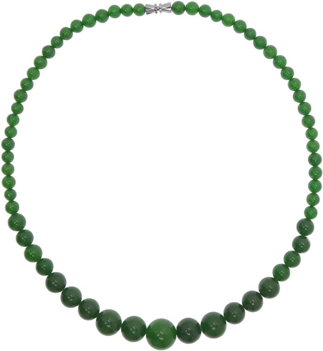 Groene Jade Halsketting met Ronde Kralen van 6-14 mm en Schroefsluiting - 45 cm Lange Sieraad voor Vrouwen