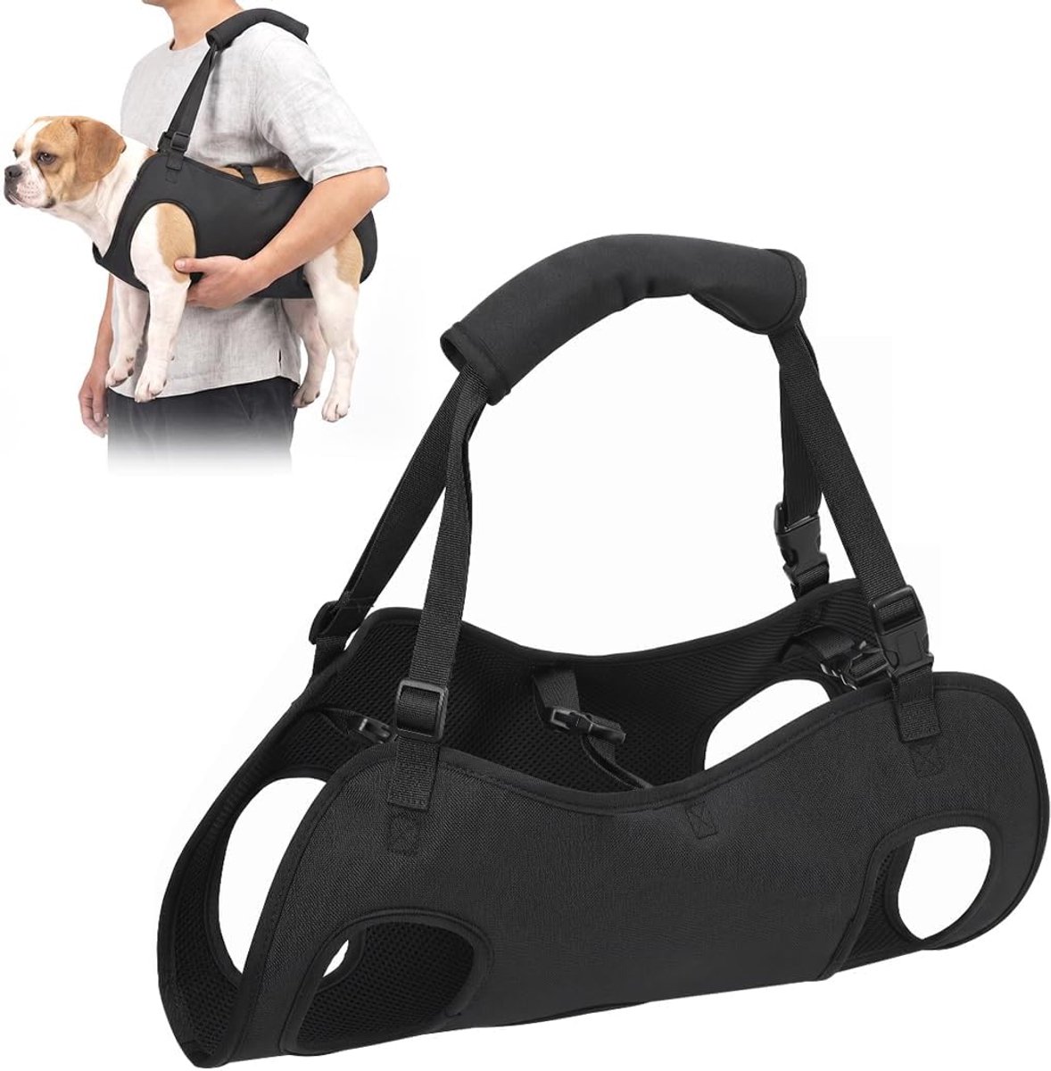 Hijsharnas voor honden, groot, hondendraaghulp, hefhulp voor honden | hondenhefharnas, hondentuig, huisdierondersteuning voor honden, revalidatievest voor oudere en gehandicapte honden, L