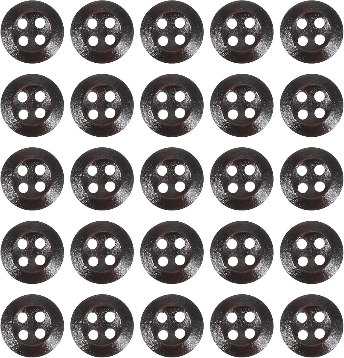 Knopen 2/5 Inch (10mm), 50 Stuks Houten Naaiknopen 4 Gaten Rond Handgemaakte Ornament Knopen voor DIY Knutselwerk Naaien Kleding Decoratie Tas, Bruin