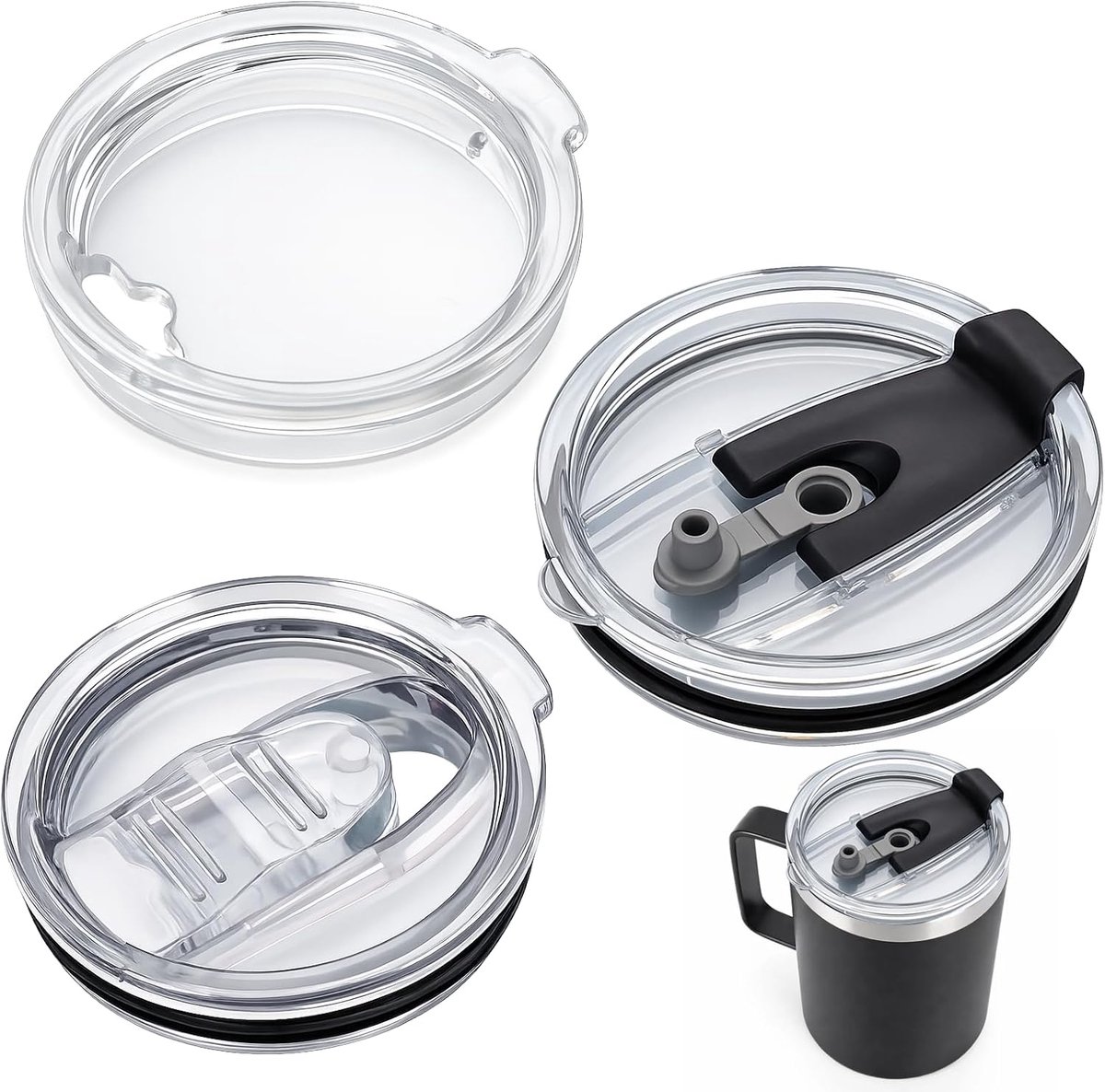3 stuks reservedeksels 50 ml, bekerdeksel voor thermobeker, transparant en lekvrij, vaatwasmachinebestendig voor reizen en dagelijks gebruik