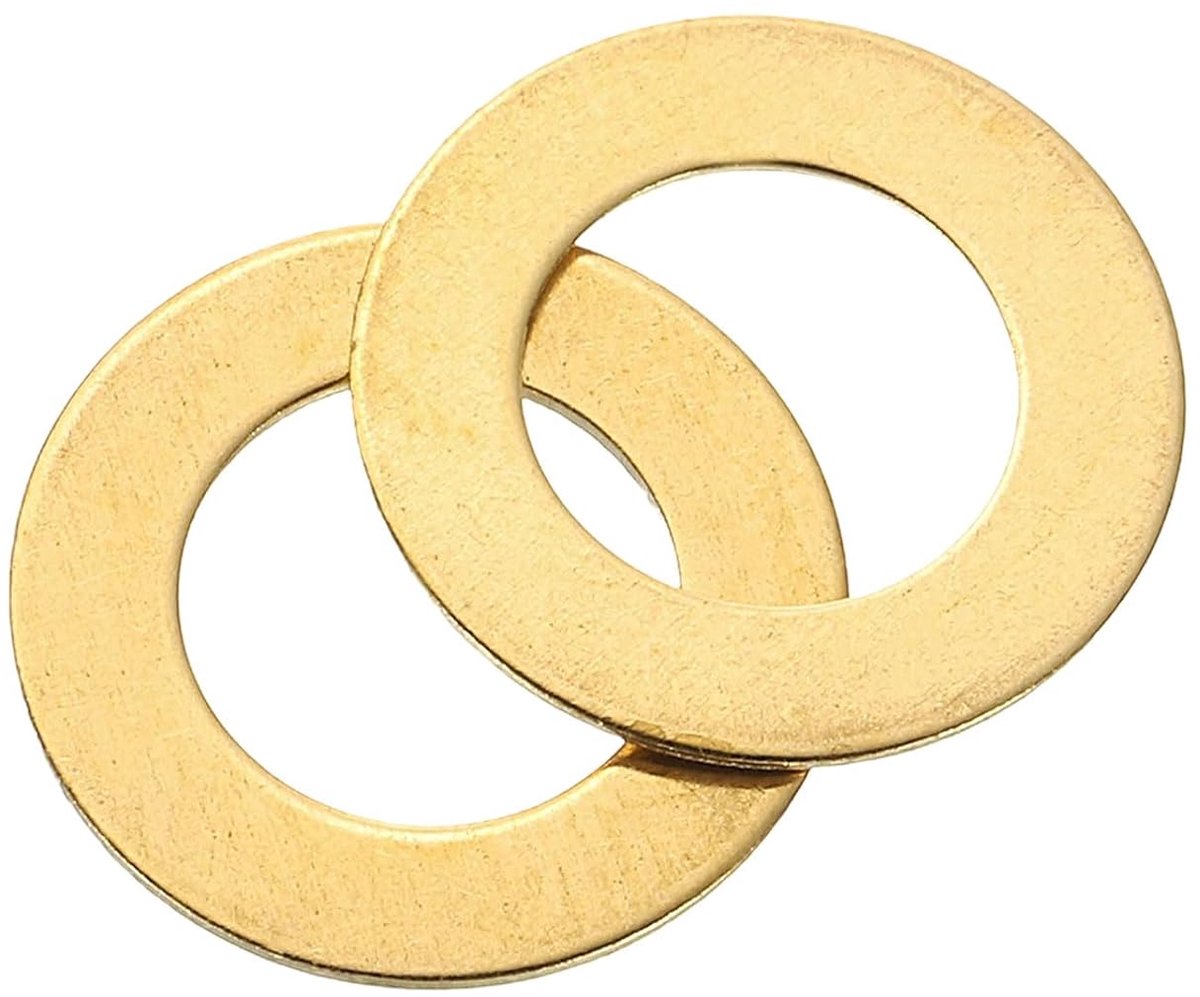 Set van 50 stuks sluitringen, M8 x 14 mm x 0,5 mm messing ring, sluitringen, assortiment, platte borgringen, afdichtring, metalen schijven voor schroeven, bouten, moeren