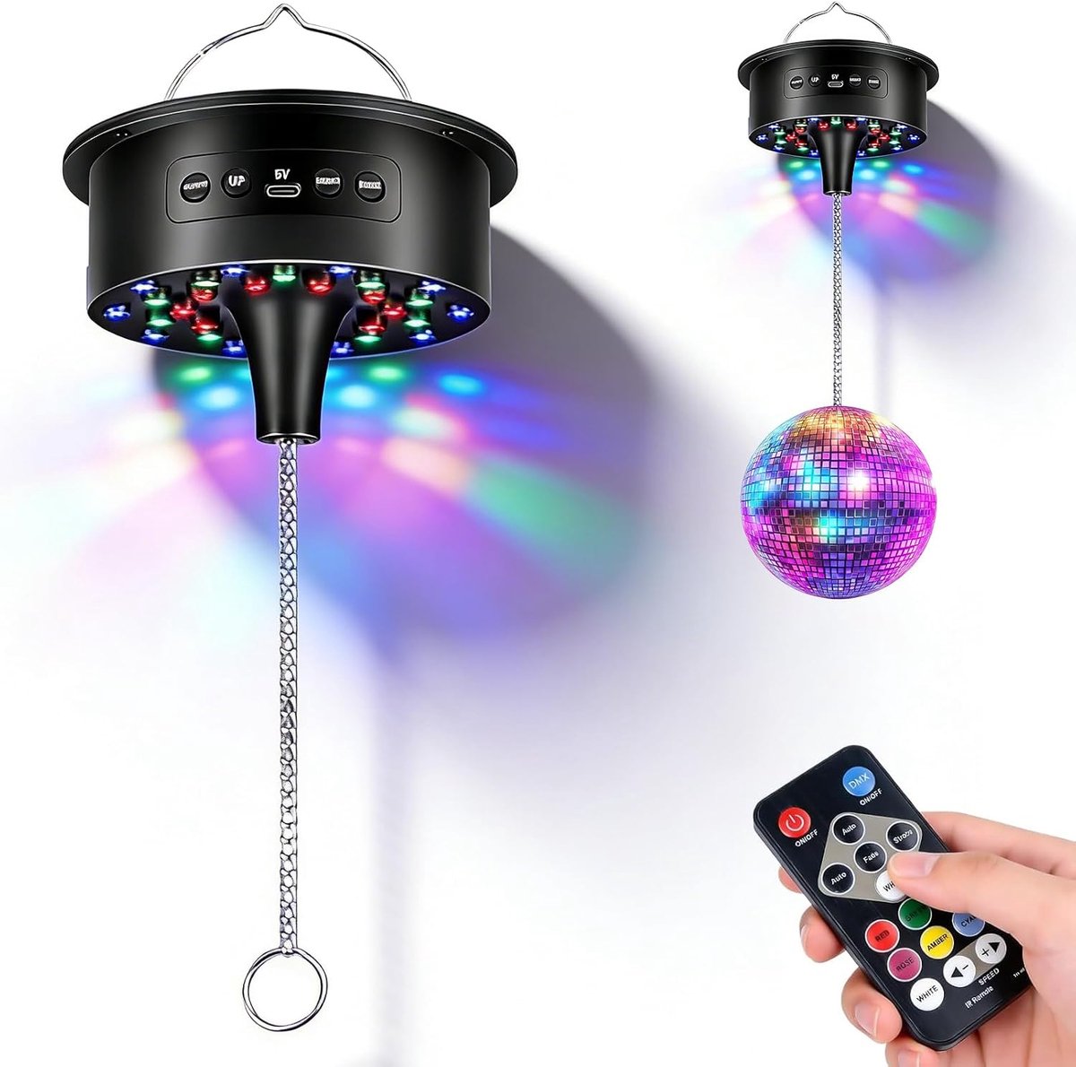 Motor met afstandsbediening: discobal motor spiegelbal draaimotor 13-15 rpm disco bal motor met afstandsbediening, 5 kg draagvermogen discobal motor voor 10-40 cm spiegelballen