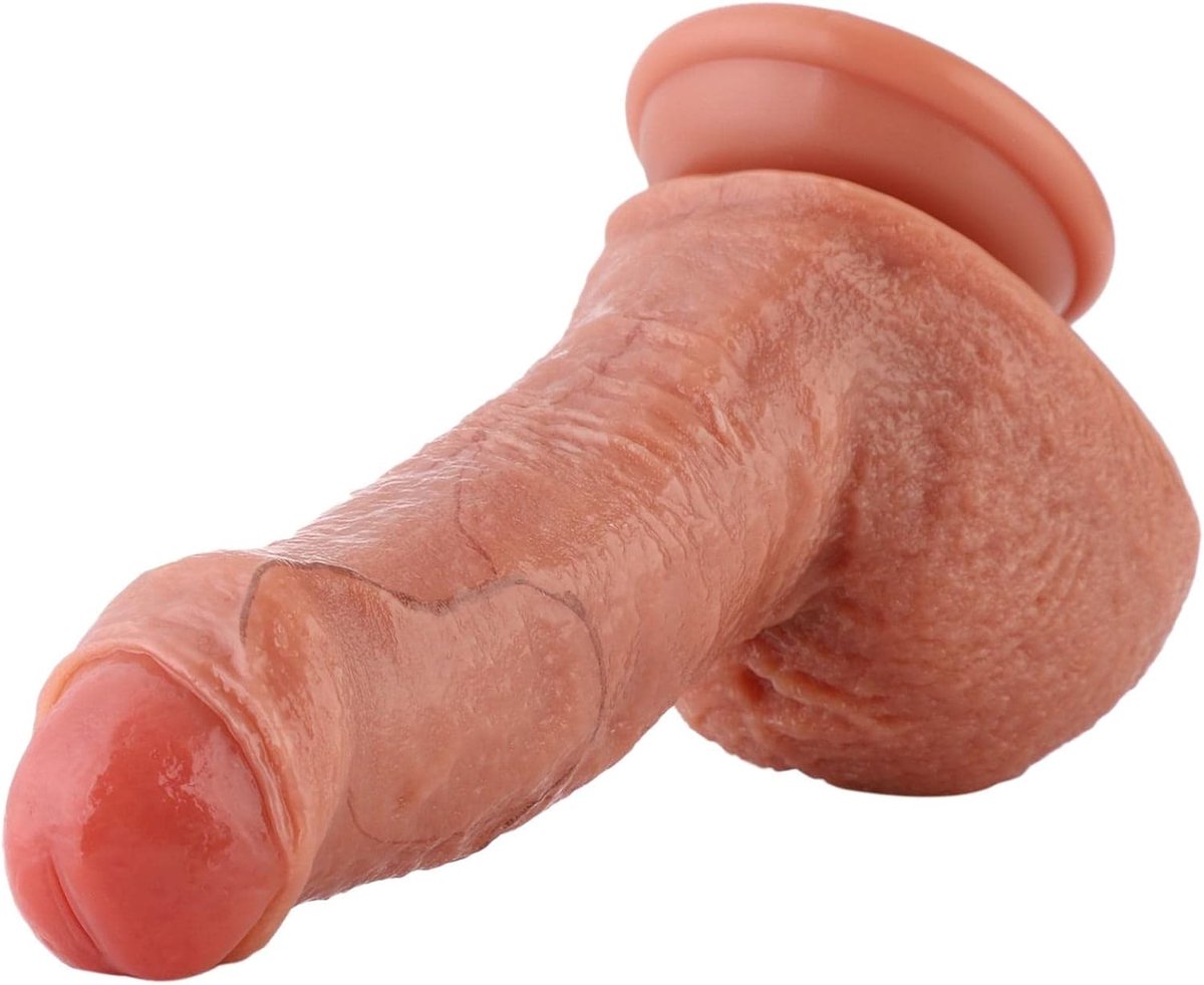 Dildo 17 CM - Beige Silicone - KlicLok Connector - Suction Cup Fun - SnelShoppen