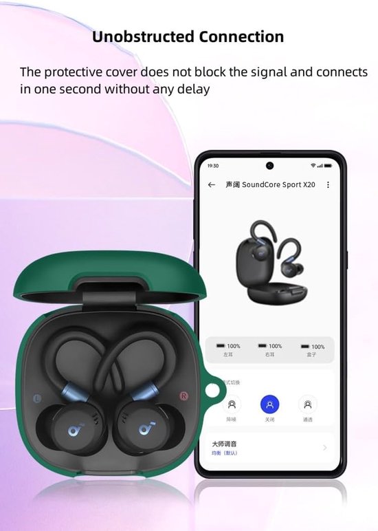 Hoes Compatibel met Anker SoundCore Sport X20, Anti-Kras, Schokbestendig, Siliconen Hoes Compatibel met Anker SoundCore Sport X20 Bluetooth Oortelefoon. Zwart — afbeelding 4