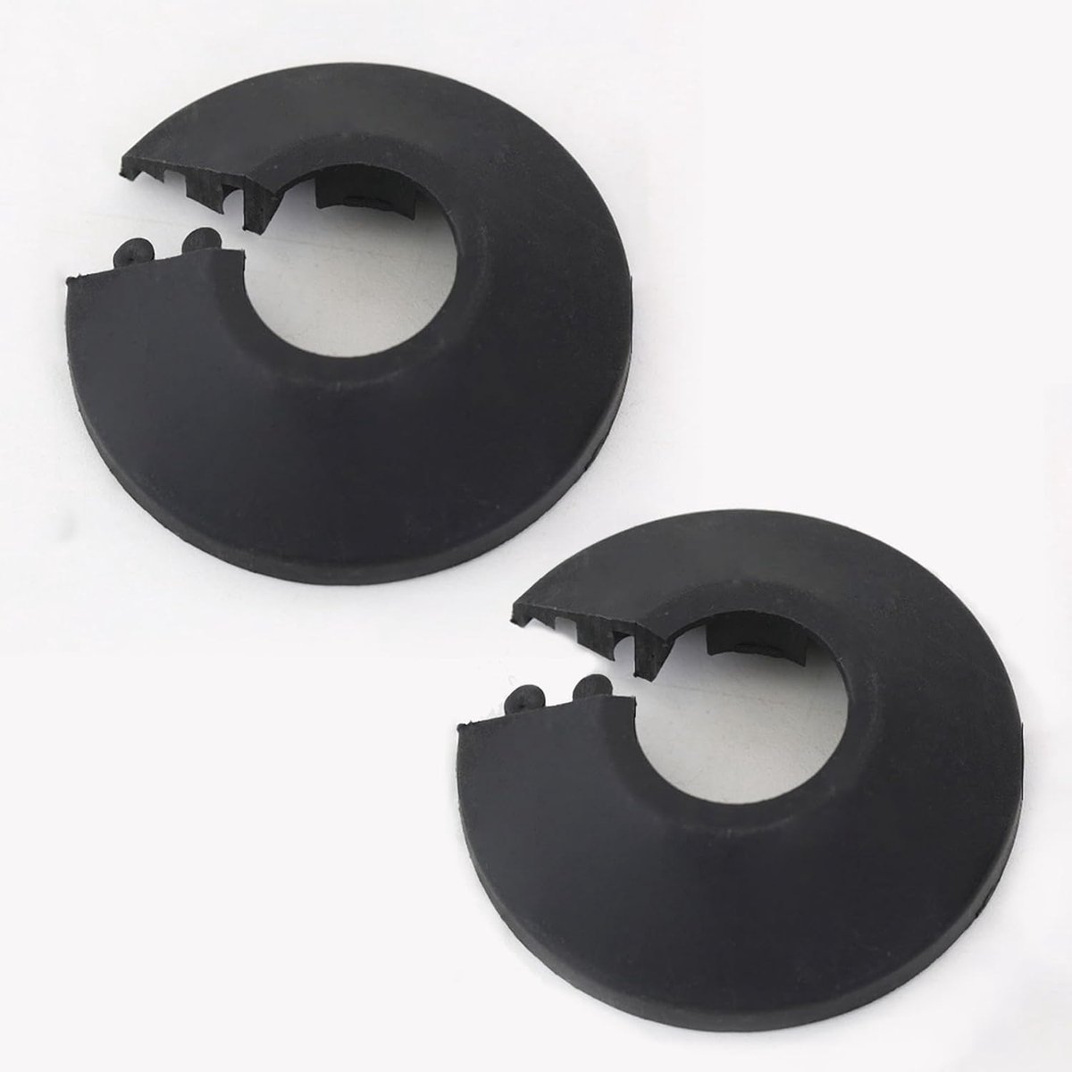 Set van 2 radiatorpijpkragen, kunststof buisafdekkingen, slangafdekking, voor 15/16 mm buizen, zwart