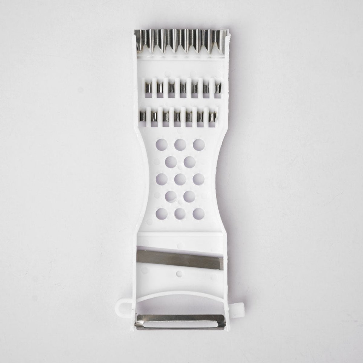 Dunschiller - Rasp - Aardappel schiller - Fruit schiller - Groenteschiller - Keukentool - Multitool - Groente snijden - Kookgerei - Vegetable peeler - Kunststof / RVS - Wit - 17,5 x 7,5 cm - Jonyx