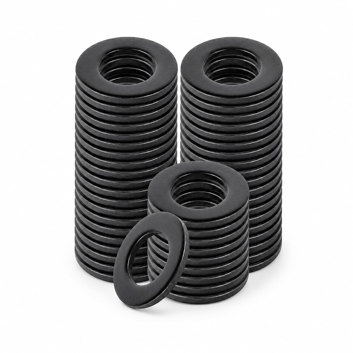 M8 x 16 mm, 50 stuks roestvrijstalen sluitringen, zwart, corrosiebestendig en tegen loslaten, M8 roestvrijstalen sluitringen voor schroeven, bouten, mechanica en hydraulische platte stalen