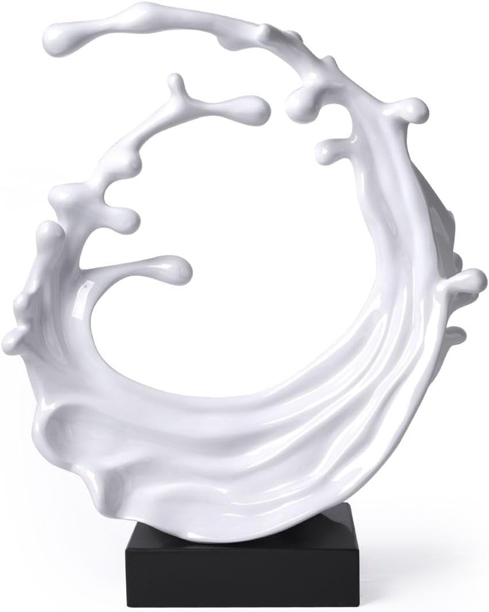 Sculptuur Decor Modern kunstwerk Cadeau Zeegolf beeldje Tafeldecoratie Standbeeld voor woonkamer Slaapkamer Kantoor Wit 42 cm