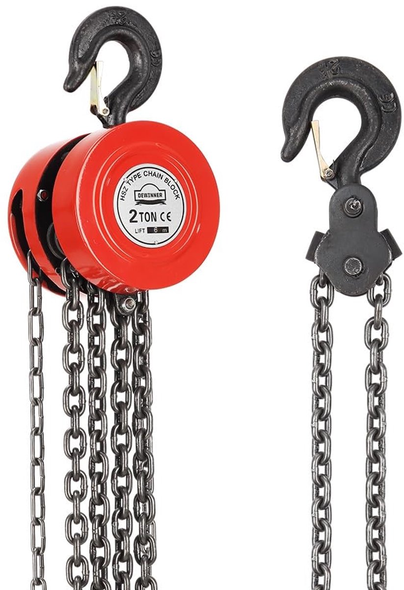 Handkettingtakel 2 ton - 6 m hijshoogte - robuuste haak - ideaal voor zware lasten - ShopVlot