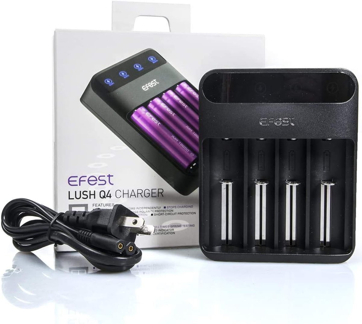 Li-ion oplader 4-bay 2A - snel opladen - bescherming tegen overspanning - ideaal voor 18650 accu's - ShopVlot