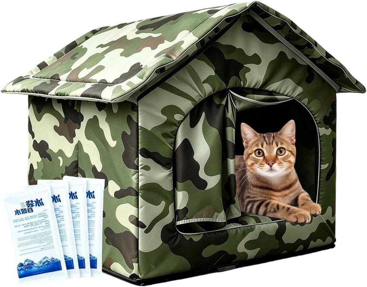 Gekoeld Kattenhol - Kattenhuis Buiten - Zomerse Afkoeling - Koeling Zonder Stroom - 40 x 35 x 35 cm - Grijs