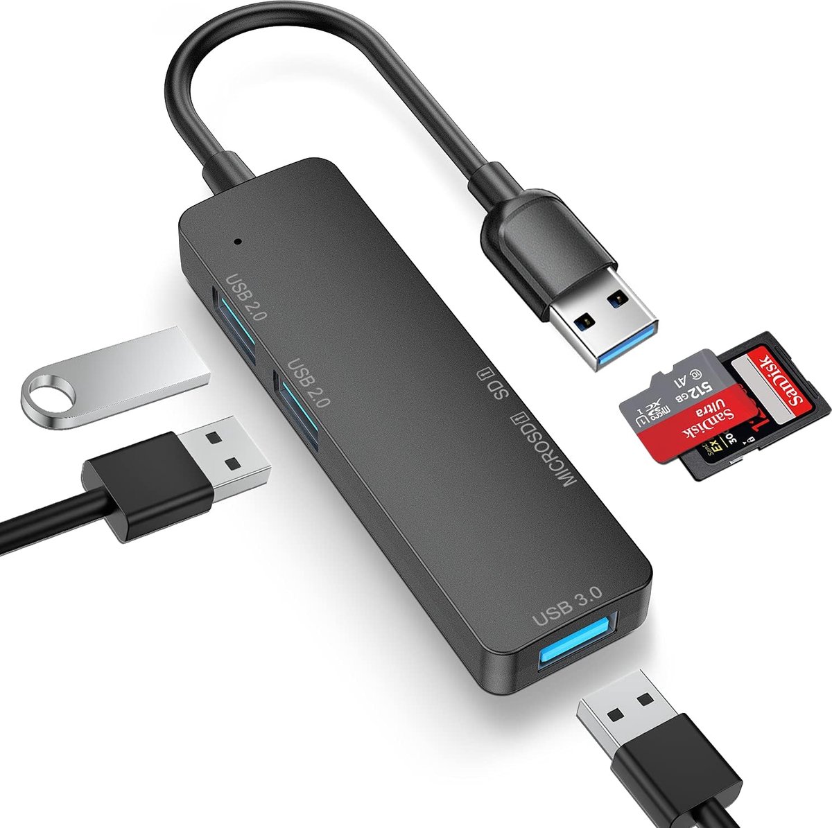 USB 3.0 hub 5-in-1 - Multiport adapter - met SD en TF kaartlezer - uitbreidbare poorten voor laptops - ShopVlot