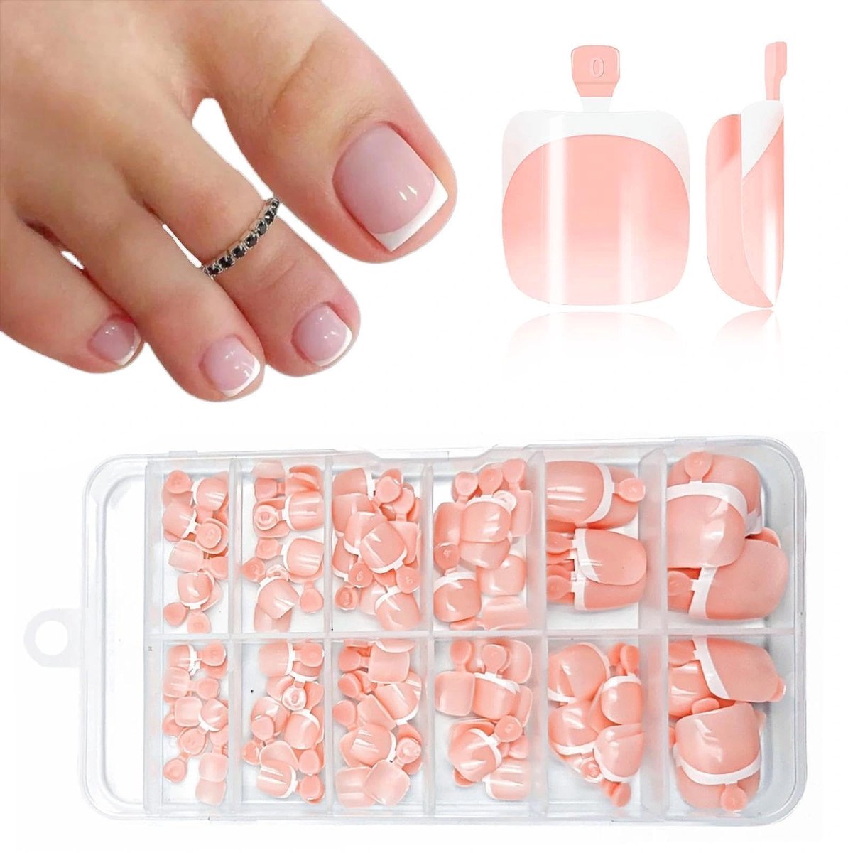 valse teennagels 120 stuks - Franse tip - korte vierkante vorm - glanzende acryl nagels voor een perfecte look - ShopVlot