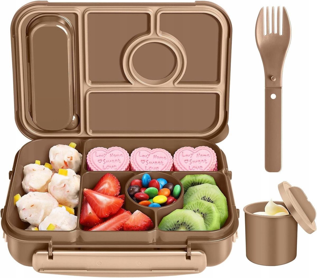 LUNCHBOX 1.3L met 5 vakken, lekvrij, magnetron- & vaatwasbestendig