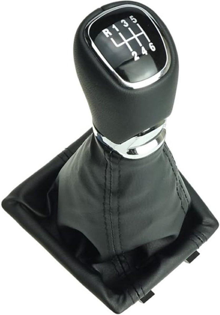 Versnellingspook 6-versnellingen - Leer met chroomlook - Geschikt voor Skoda Octavia III 2012-2021 - ShopVlot