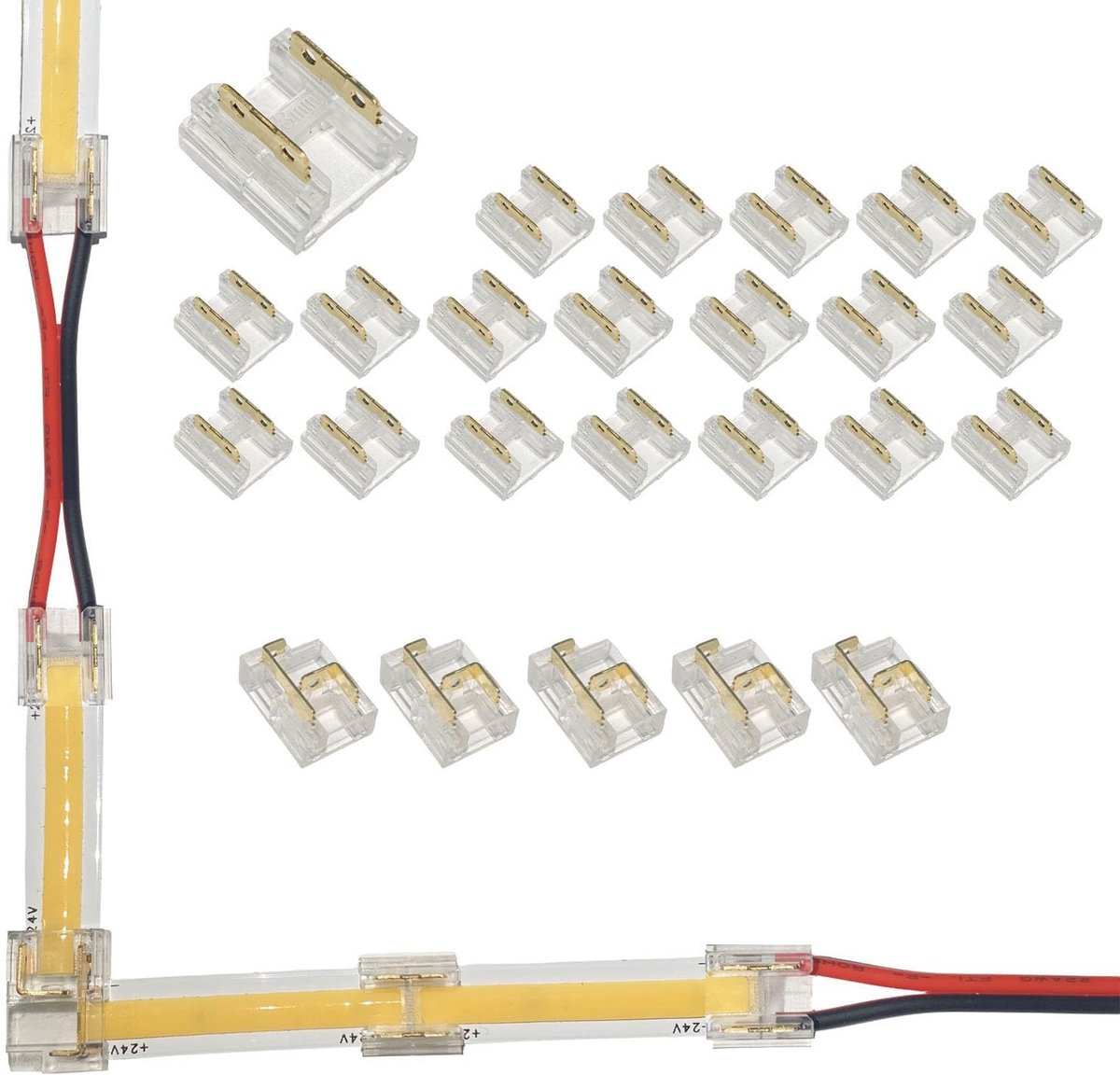 LED Strips 2 Pin Connector - 20 Stuks - Transparant - Voor eenvoudige verbindingen - ShopVlot