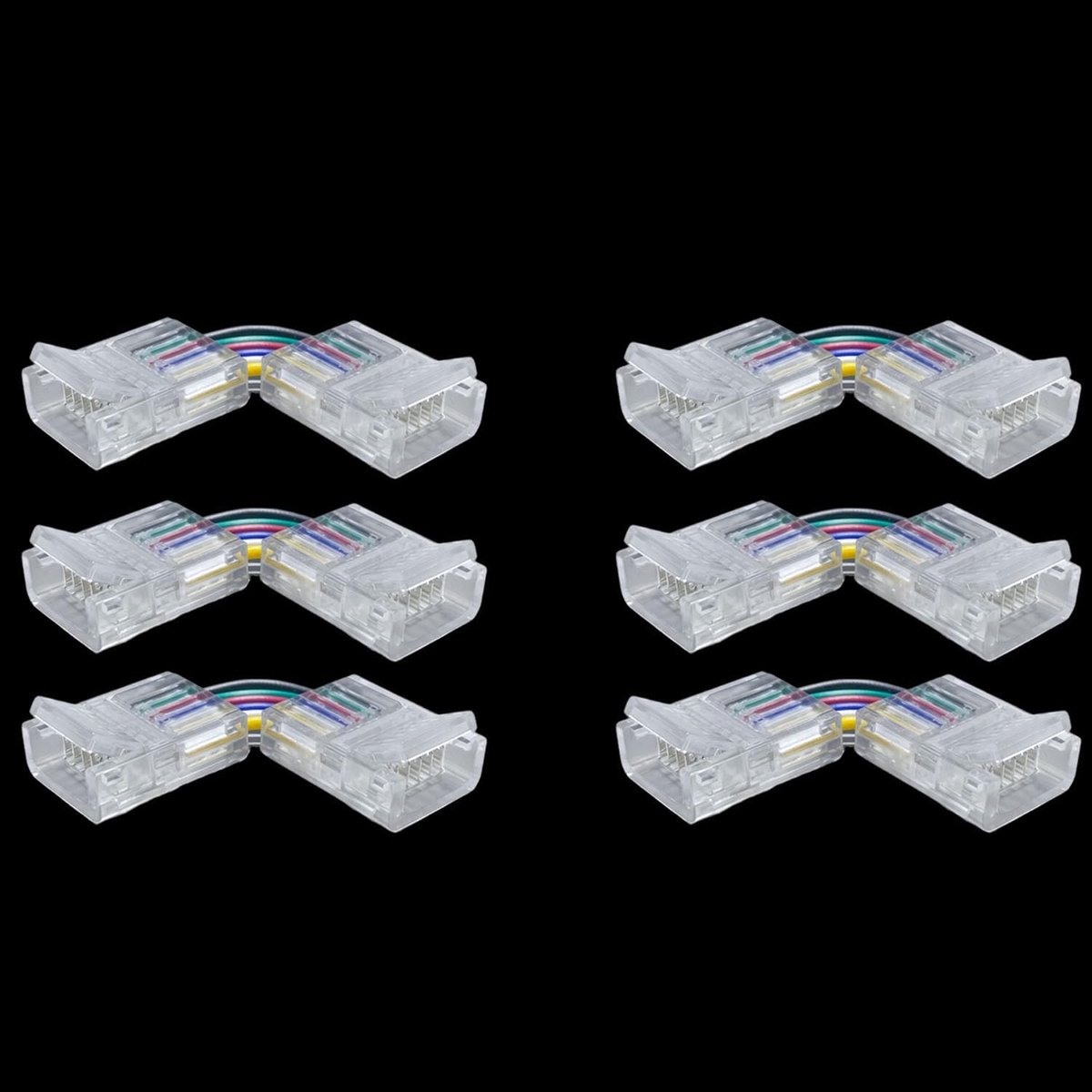 LED strip connector 6 pcs - 12mm breed - L-vorm - voor eenvoudig aansluiten van RGBW CCT verlichting - ShopVlot