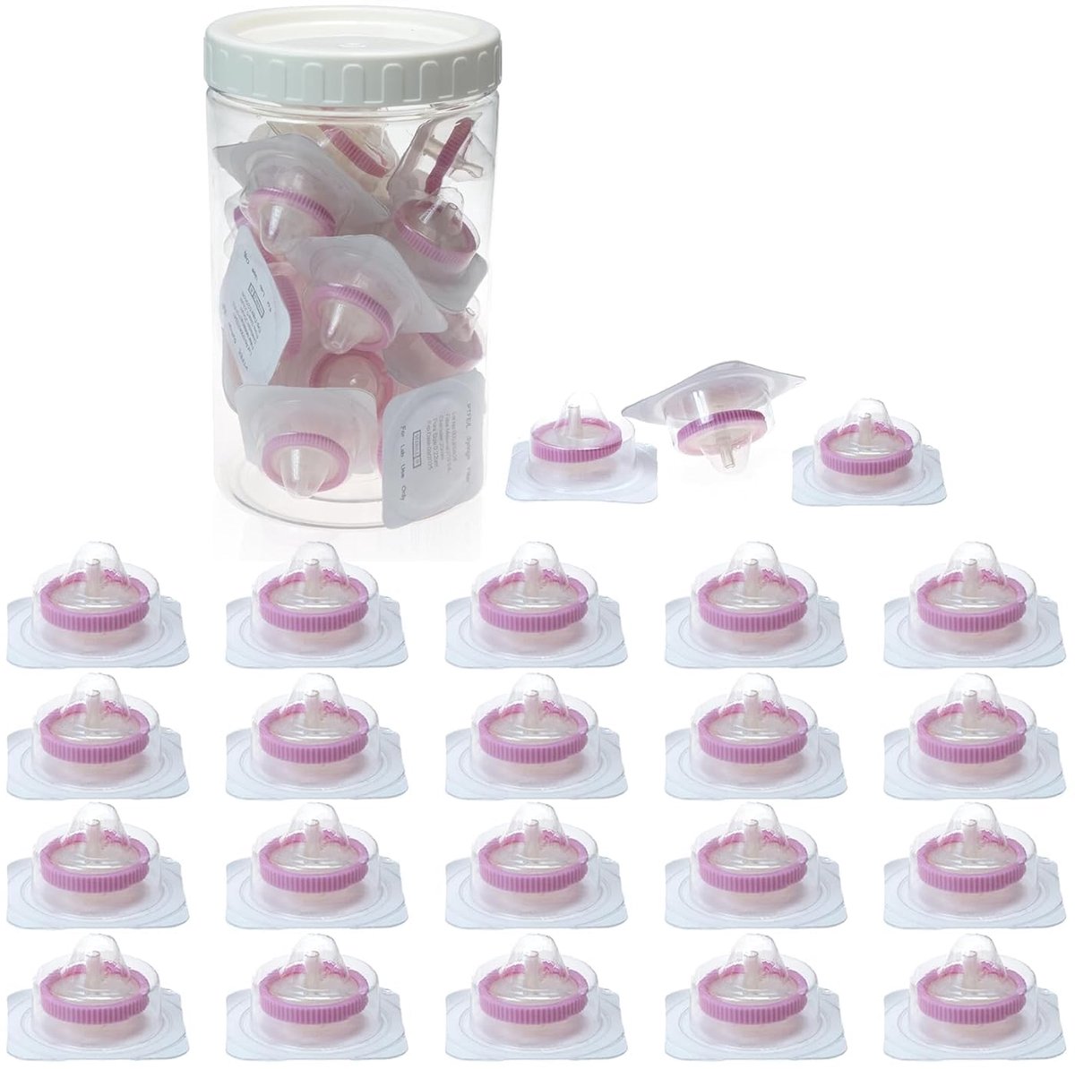 Syringe filters 25mm - Steriele hydrofiele PTFE membranen - 0.22μm poriegrootte - HPLC en GC filtratie - ShopVlot