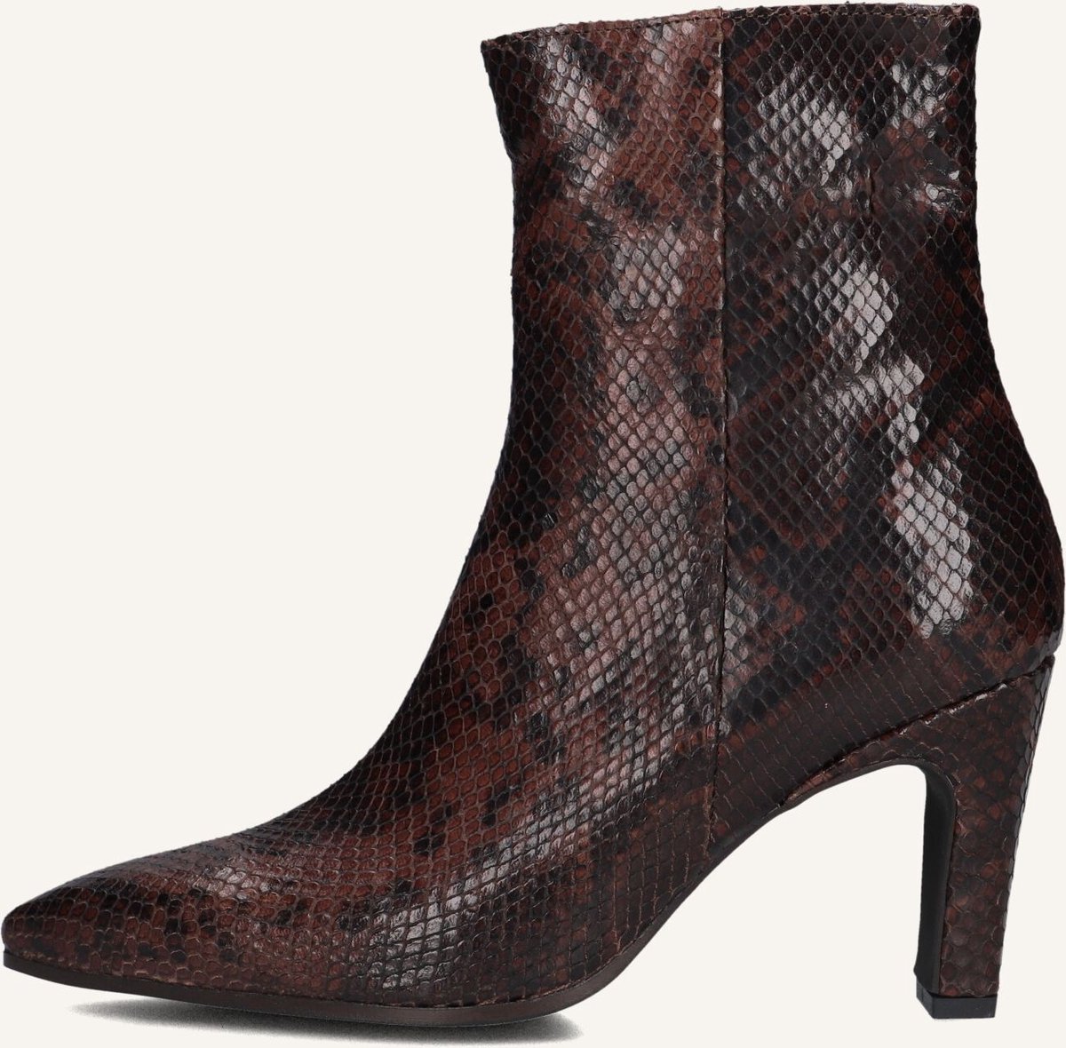 Notre-V 72539 Enkellaarsjes - Enkelboots met rits - Dames - Bruin - Maat 41