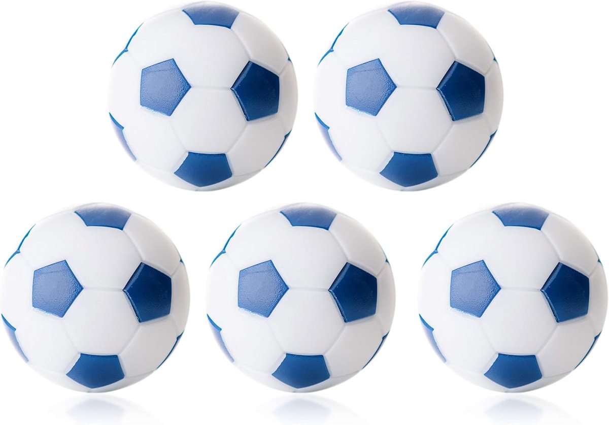 Kickerball 35 mm - Wit/Blauw - Set van 5 - Voor ultiem speelplezier - ShopVlot