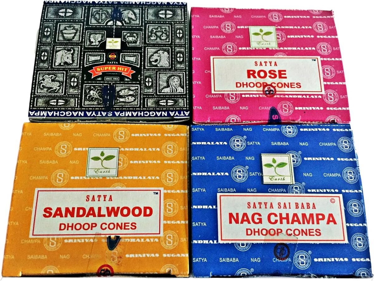Wierookconen set - Nag Champa, Roos, Sandelhout, Superhit - Geniet van wereldberoemde geur - ShopVlot