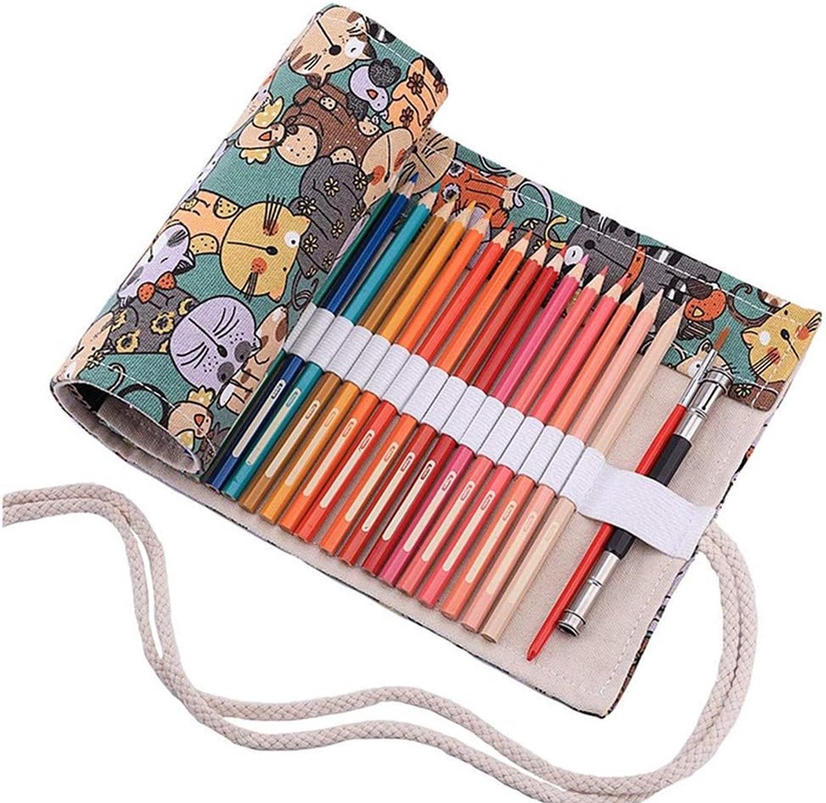Potlood Roll Etui - Etui Canvas - Potloden Opbergen - Rolbaar Ontwerp - 12 Pen Capaciteit - Blauw