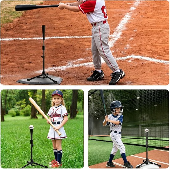 Honkbal Statief - Softbal Tee - Slag Training - Verstelbare Hoogte - 59-101 cm - Zwart — afbeelding 4